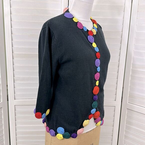 Black Sweater Size XXL Wearable Art Black Linen Blend Y2K - Picture 7 of 11